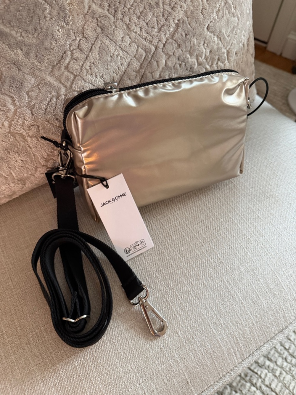 Jack Gomme Soft Metallic Crossbody Bag (soft gold/black)